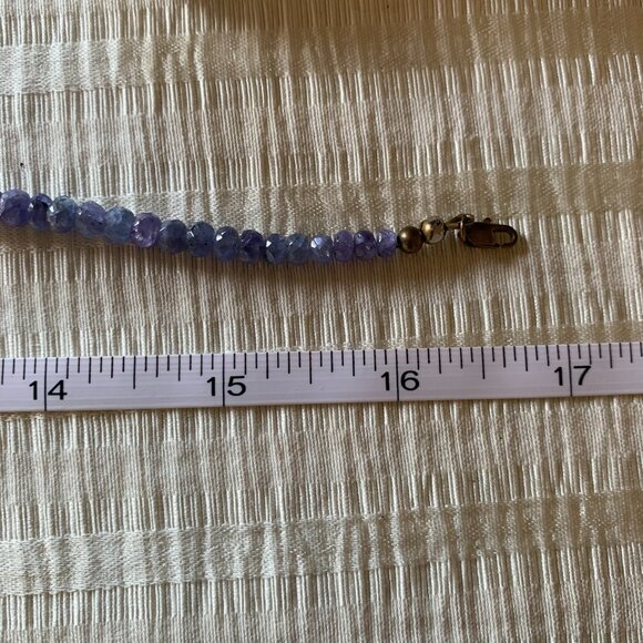 Blue Sapphire Faceted Graduated Quartz Stone Necklace 17" Choker VTG 90s - Picture 5 of 5